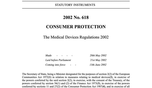 Image of the UK Medical Device Regulations 2002