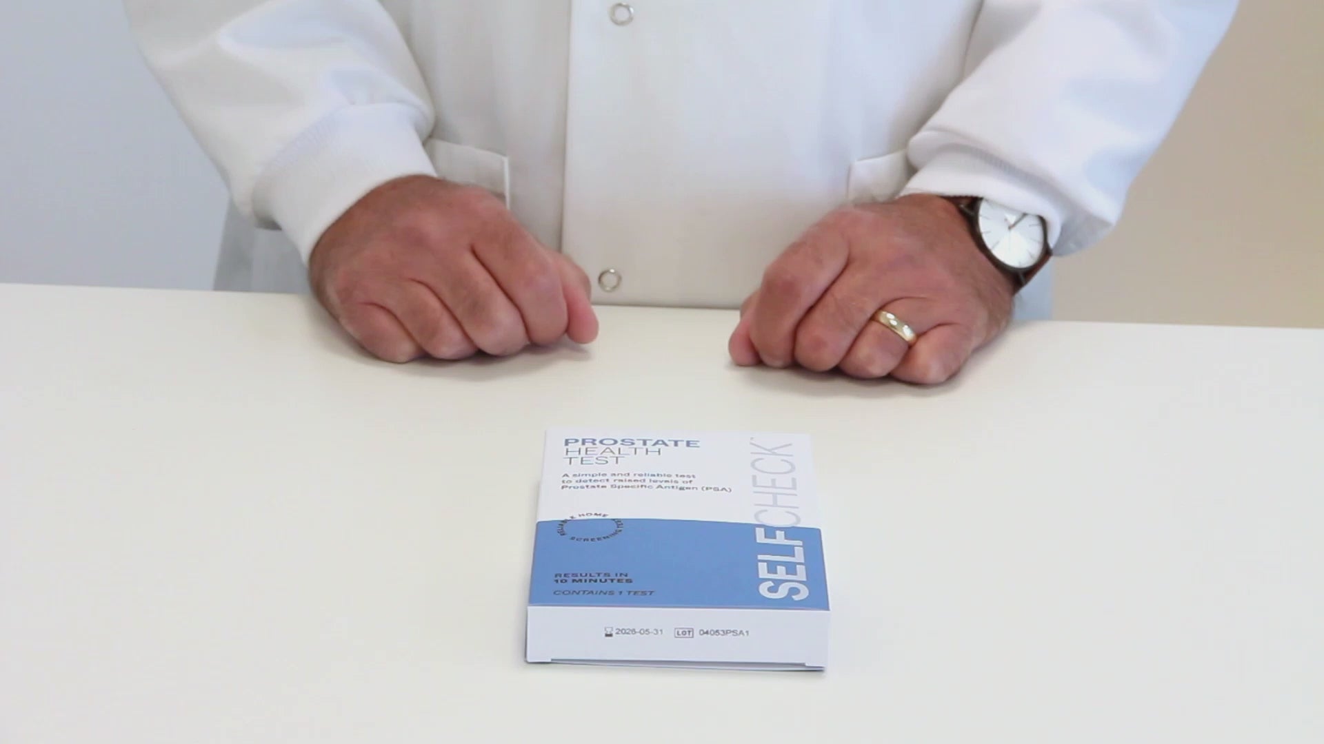 Scientist demonstrates how to use PSA test kit