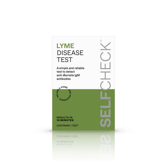SELFCHECL Lyme Disease test kit showing front of packaging.