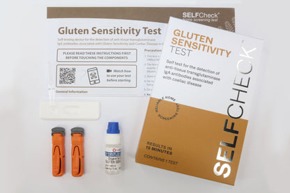 Contents of SELFCHECK Gluten Sensitivity Test Kit for Coeliac Disease