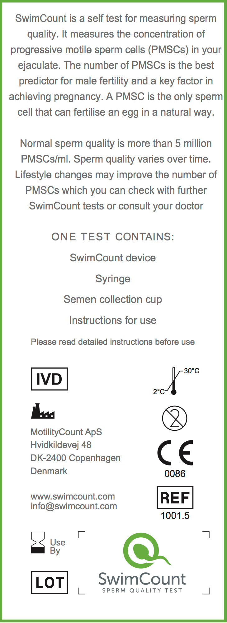 SwimCount Sperm Test Back of Pack